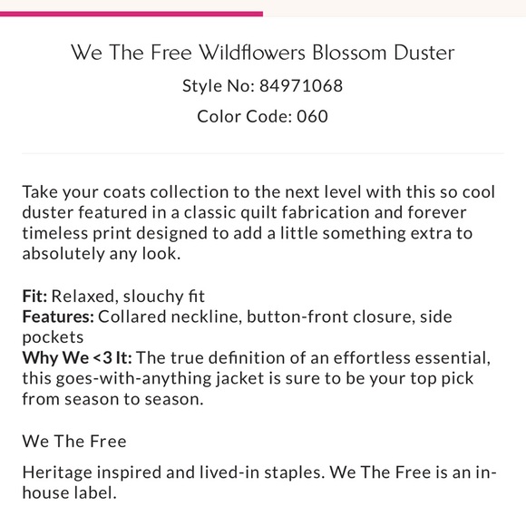 We The Free wildflower, blossom, duster, medium - Picture 11 of 11